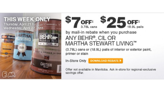 Home Depot Canada: $7 & $25 Paint Mail-in-Rebate