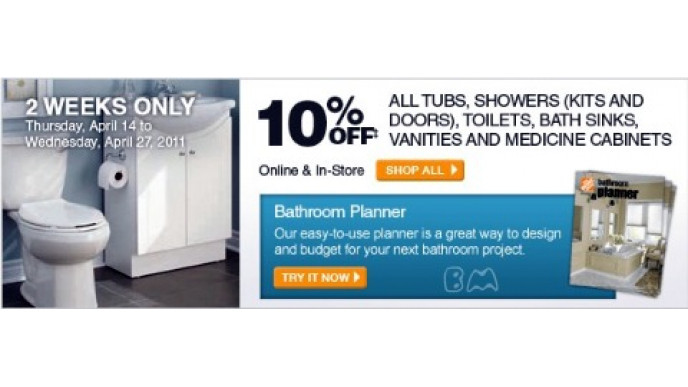 Home Depot: 10% Off Tubs, Sinks Toilets & More (Free Shipping $299+)