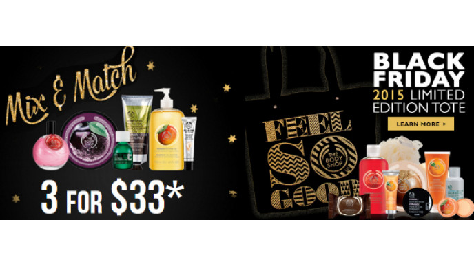 The Body Shop Black Friday: 3 for $33 & Black Friday Tote $30 w/ $30 Buy ($100 Value) & $5 Deals & Samples