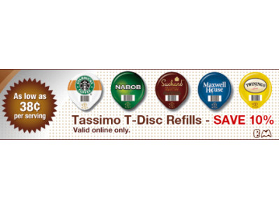 Staples: 10% Off Tassimo T-Disc Refills