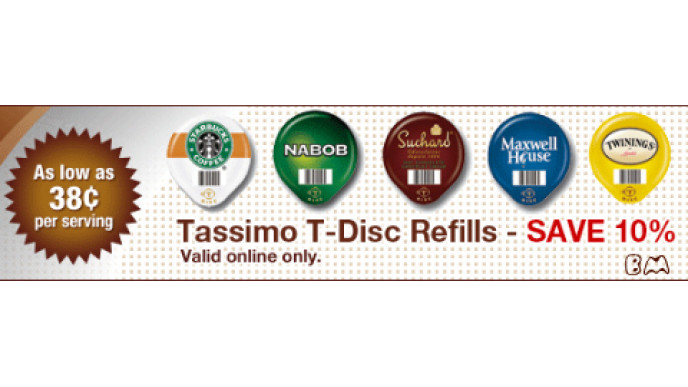 Staples: 10% Off Tassimo T-Disc Refills