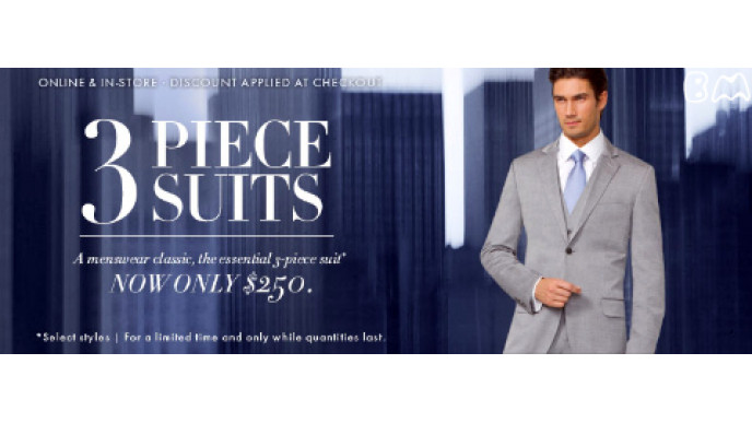 Le Chateau: Men's 3 Piece Suit only $250