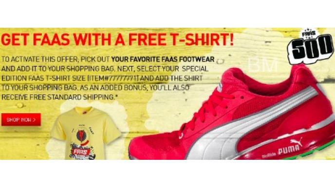 Puma: Free T-Shirt and Free Shipping With FAAS Shoes Purchase