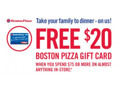 Shopper's Drug Mart: $20 Boston Pizza Gift Card With $75 Purchase