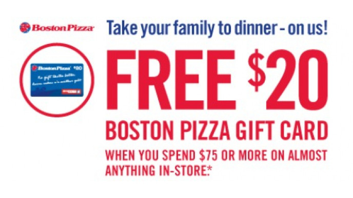 Shopper's Drug Mart: $20 Boston Pizza Gift Card With $75 Purchase