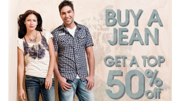 Bootlegger: Buy A Jean & Get A Top For 50% Off