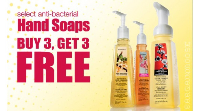 Bath & Body Works: Buy 3 Get 3 Free Hand Soaps