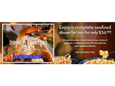 Red Lobster: Promotional Seafood Meal for 2 - $34.99
