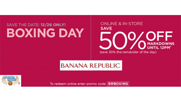 Banana Republic Canada Boxing Day Sale Online