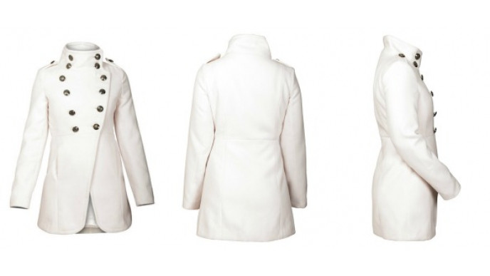 Le Caniche Noir: Double Breasted White Military Coat was $229 now $80 + free shipping