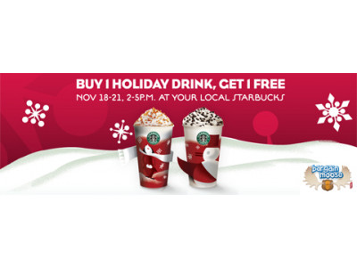 Starbucks Canada: Buy 1 Holiday Drink Get 1 Free