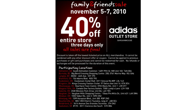 Adidas & Family Sale 40% Entire Store