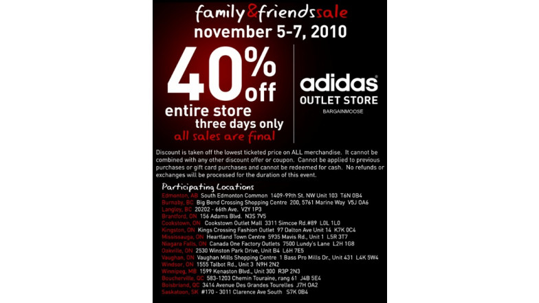 Adidas outlet oakville best sale