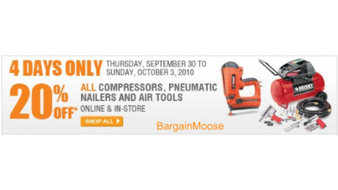 Home Depot: 20% Off Compressors, Pneumatic Nailers, and Air Tools