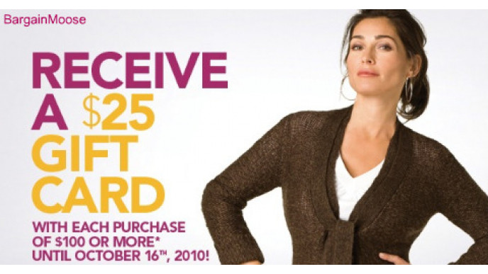 Reitmans Canada: Free $25 Gift Card with $100 Purchase