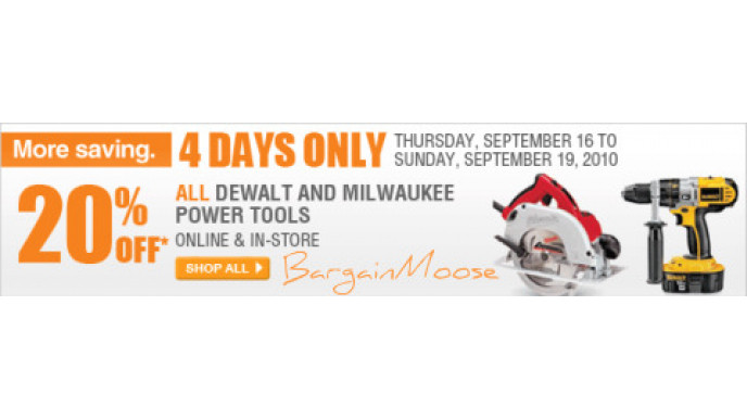 Home Depot: 20% Off Dewalt and Milwaukee Power Tools
