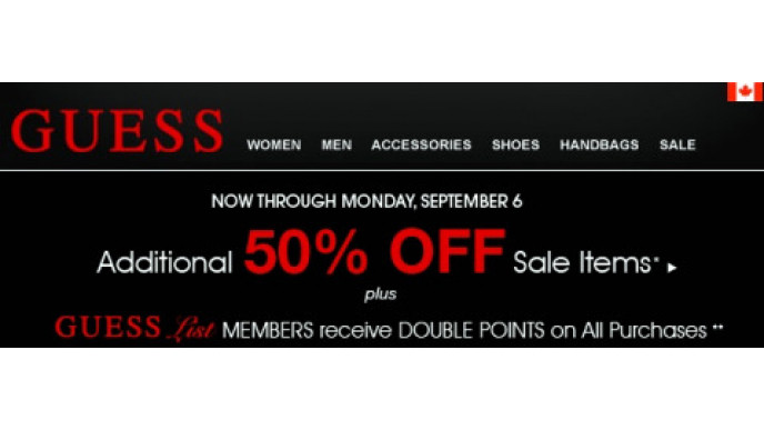 Guess.ca and GuessbyMarciano: Extra 50% Off Sale Items