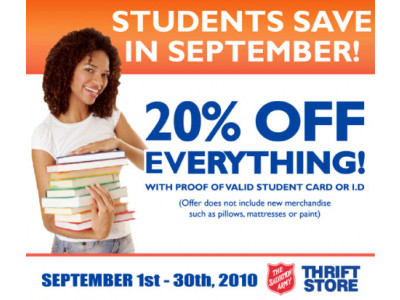 Thrifty Store: Students Save 20% in September
