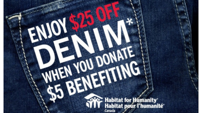 Guess Canada: Donate $5 to Habitat for Humanity, get $25 Off Denim