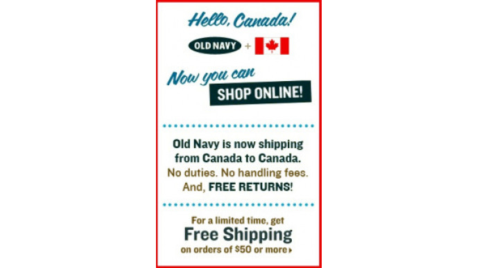 The Gap, Banana Republic + Old Navy Canada: Now Online and Free Shipping on $50 spend