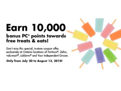 10,000 Bonus President's Choice Points For PC Credit Card Holders (ON Only)