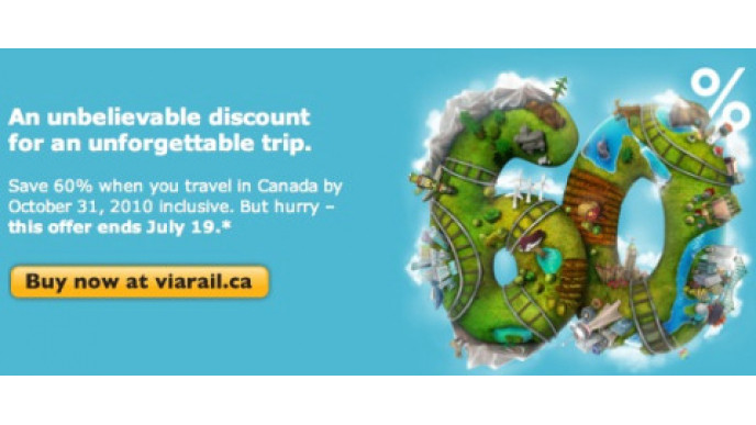 Via Rail Canada: 60% Off Sale 