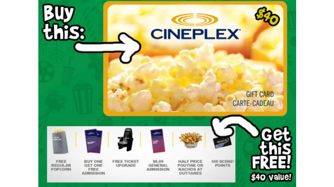 How to check the balance on a cineplex gift card Cineplex Canada Free Movie Gift Bundle 40 Value With 40 Gift Card Purchase