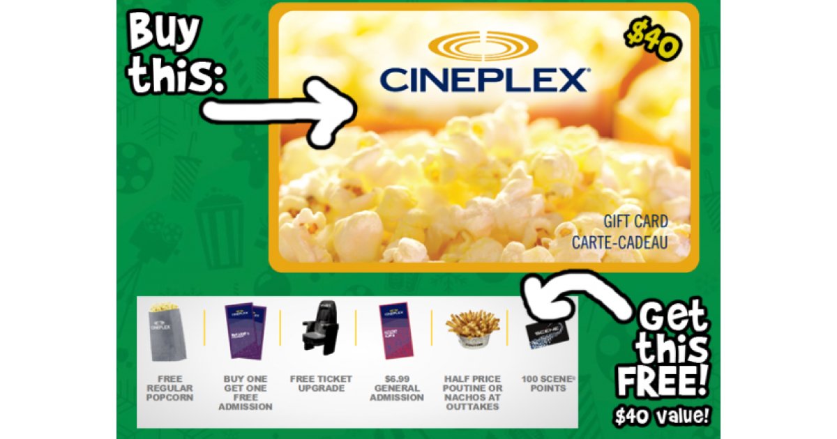 Cineplex Canada Free Movie Gift Bundle (40 Value) with