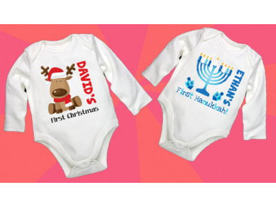 Personalized Infant Holiday Onesie only $19 & No Tax & Free Shipping @ Wagjag! 