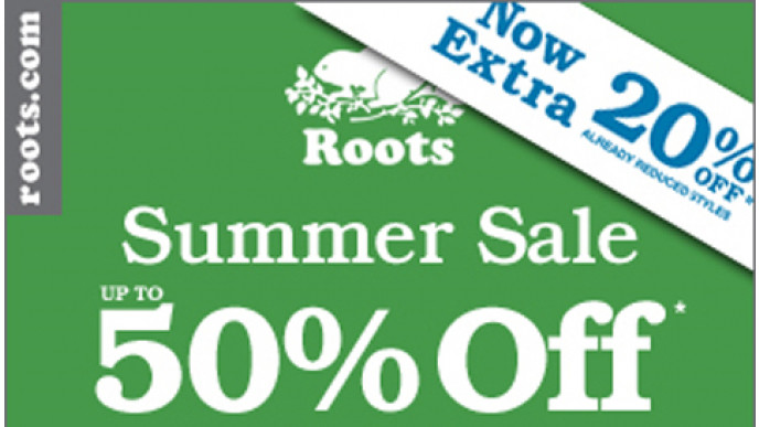 Roots Canada Summer Sale: 50% Discount PLUS Extra 20% Off