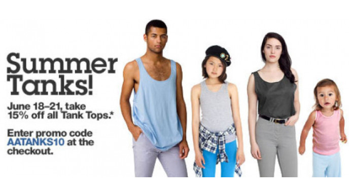 American Apparel: 15% All* Summer Tank Tops (Today!) + BOGO