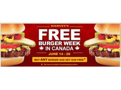 Buy 1 Get 1 Free Burgers @ Harveys Canada