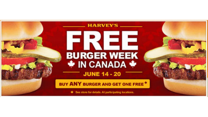 Buy 1 Get 1 Free Burgers @ Harveys Canada