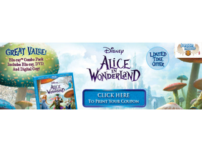 Alice In Wonderland: $10 off Blu-ray Combo Pack Coupon 