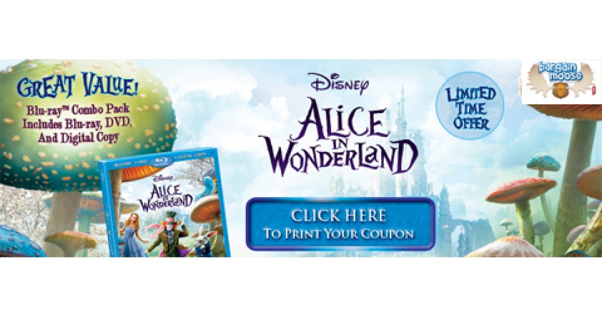 Alice In Wonderland 10 off Bluray Combo Pack Coupon