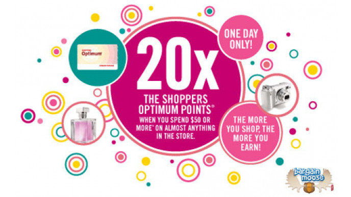 Shoppersdrugmart 20x Optimum Points on $50 Spend