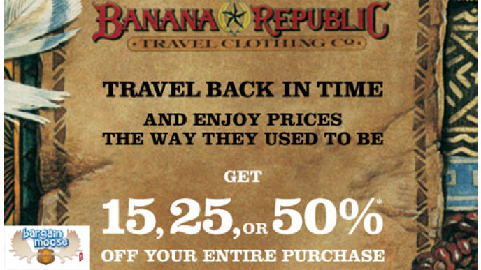 Banana Republic Canada: 15%, 25% or 50% Discount This Weekend