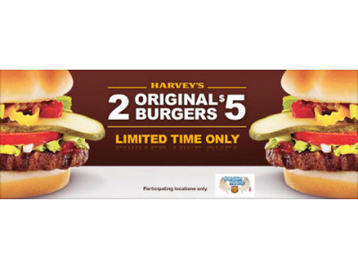 Harvey's Canada 2 for $5 Original Burger