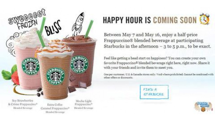Starbucks Half Price Frappucinos