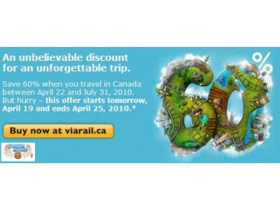 Via Rail 60% Off Canada Travel