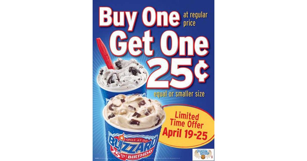 Dairy Queen Blizzard Buy 1 Get 1
