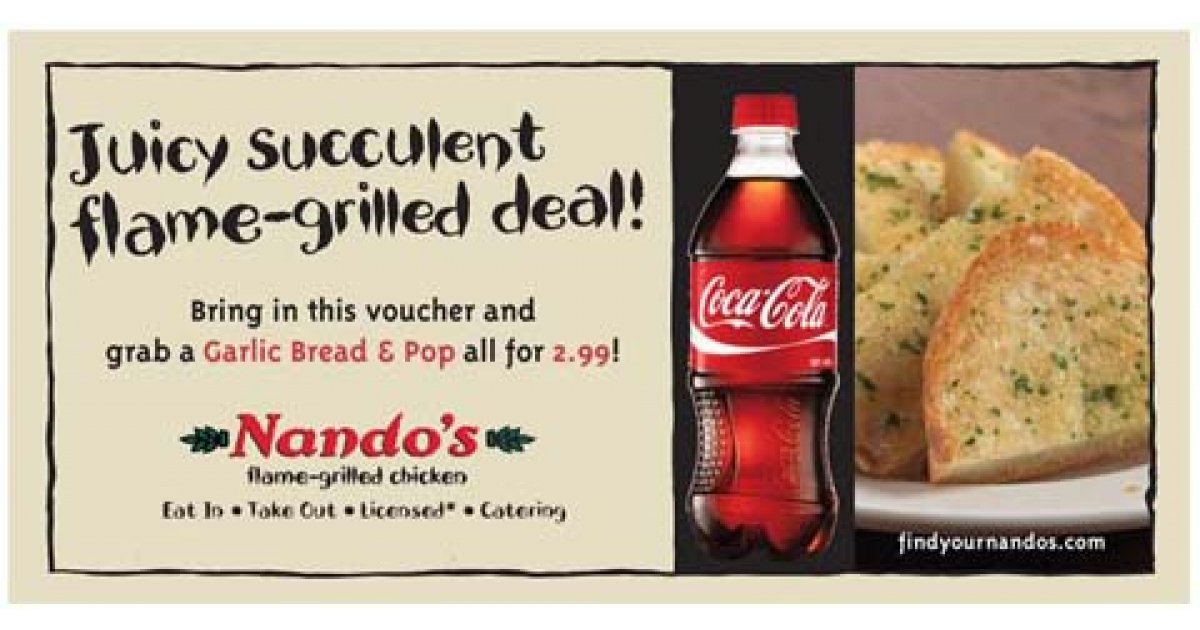 Nando's Garlic Bread & Pop Printable Coupon