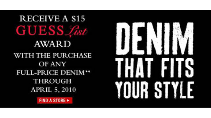 Guess Canada $15 Guess List Award With Purchase