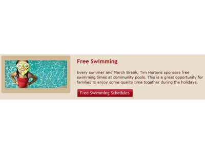 Tim Hortons Free March Break swimming