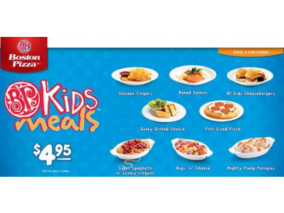 Boston Pizza $4.95 Kids Meals