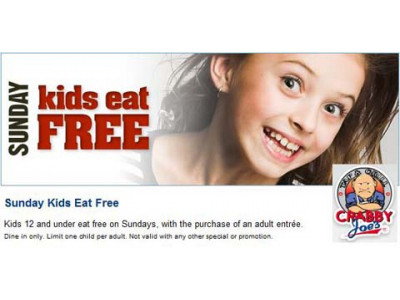 Kids Eat Free @ Crabby Joes 
