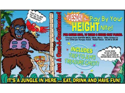 Jungle Jim's Canada Kids Pay By Height Night