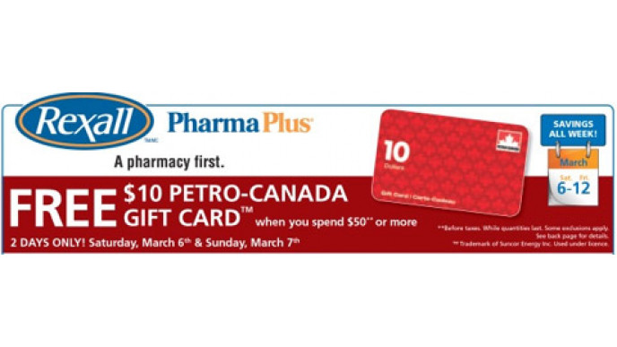 Rexall (Spend $50) Get Free $10 Petro-Canada Card