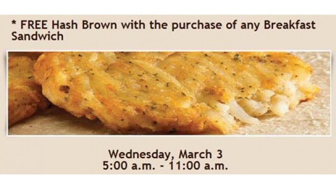 Tim Horton’s Free Hash Browns