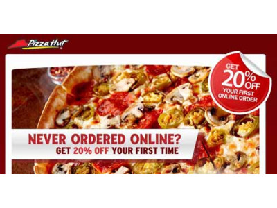 Pizza Hut 20% Off First Time Online Order